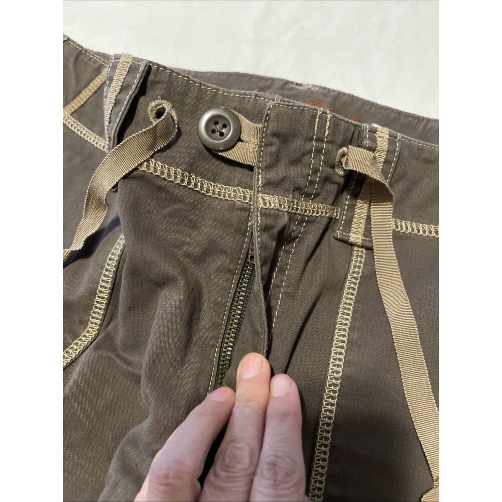 Eddie Bauer Roll Up Utility Cargo Pants Brown Contrast Stitch Y2K Gorpcore Sz 8 - Picture 9 of 16